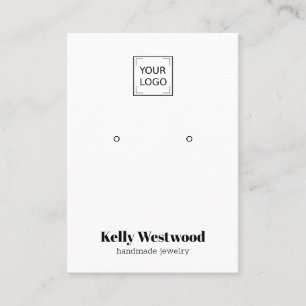  WHITE EARRING DISPLAY LOGO SOCIAL ICONS QR CODE BUSINESS CARD