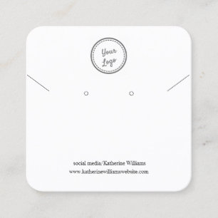 White Earring & Necklace Display   Add Your Logo Square Business Card