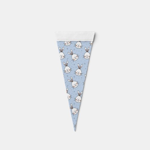 White Easter Bunnies on Light Blue Pennant Pennant Flag