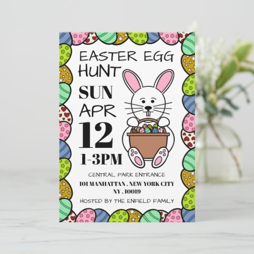 White Easter Bunny Easter Egg Hunt Announcement