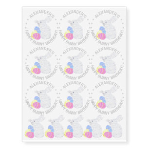 White Easter Bunny Easter Themed Birthday Party Temporary Tattoos