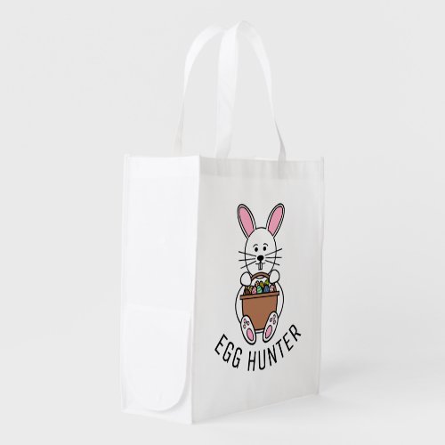 White Easter Bunny Easter Treasure Egg Hunter Grocery Bag