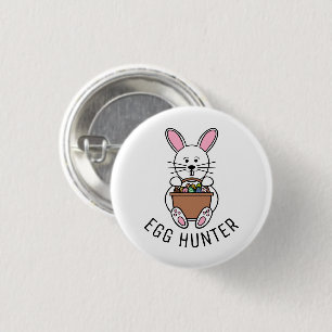 White Easter Bunny, Egg Hunter Button