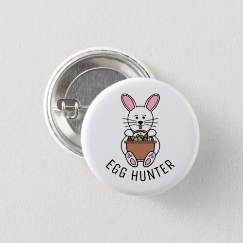 White Easter Bunny Egg Hunter Button