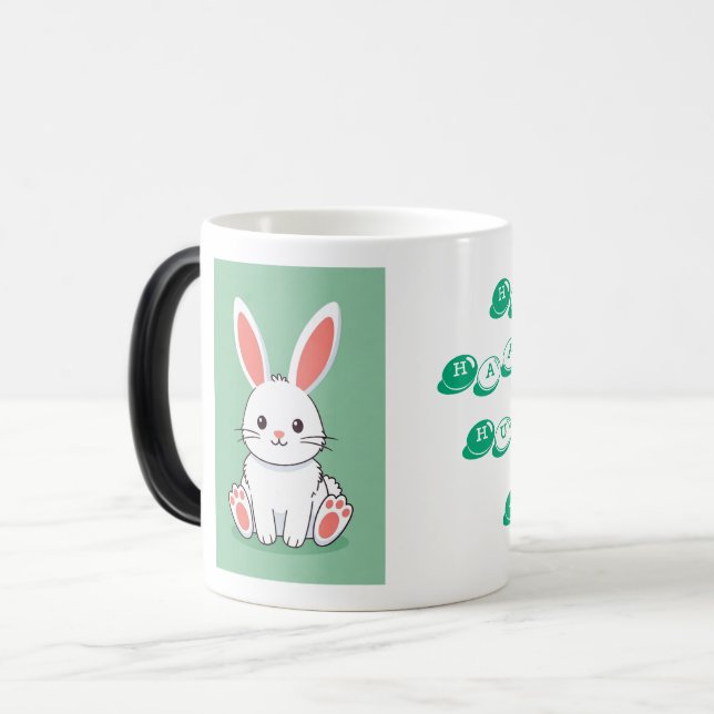  White Easter Bunny Image Color Morph Mug (Front Left)