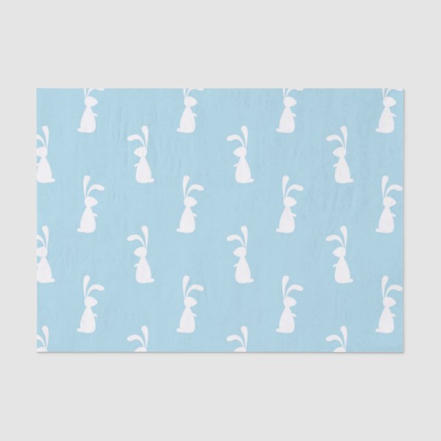 White Easter Bunny Rabbit Ears Pastel Blue Spring Tissue Paper (Front)