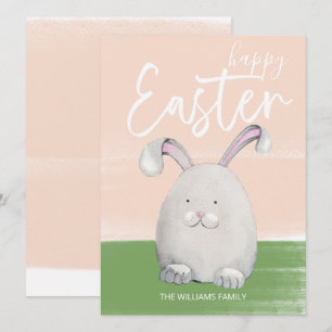White Easter Bunny Watercolor Holiday Card