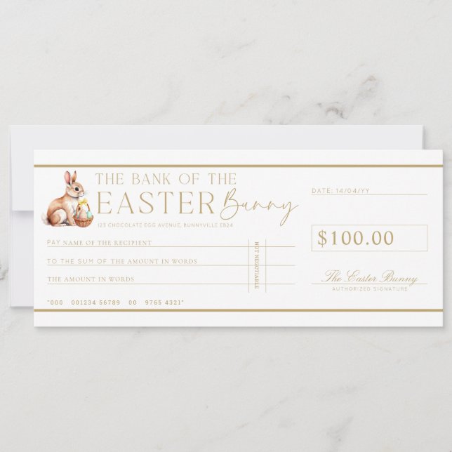 White Easter Cheque Gift Voucher Card (Front)