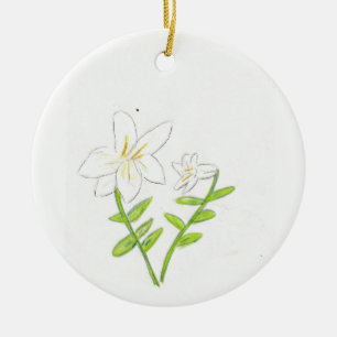 White Easter Lily Ceramic Ornament