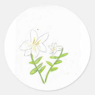 White Easter Lily Classic Round Sticker