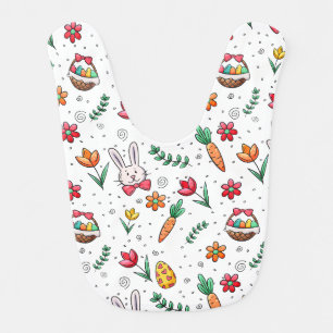 White Easter Pattern Baby Bib 