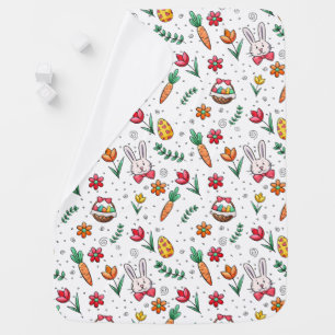 White Easter Pattern Baby Blanket 