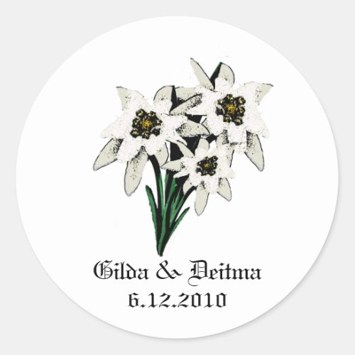 White Edelweiss Wedding Stickers