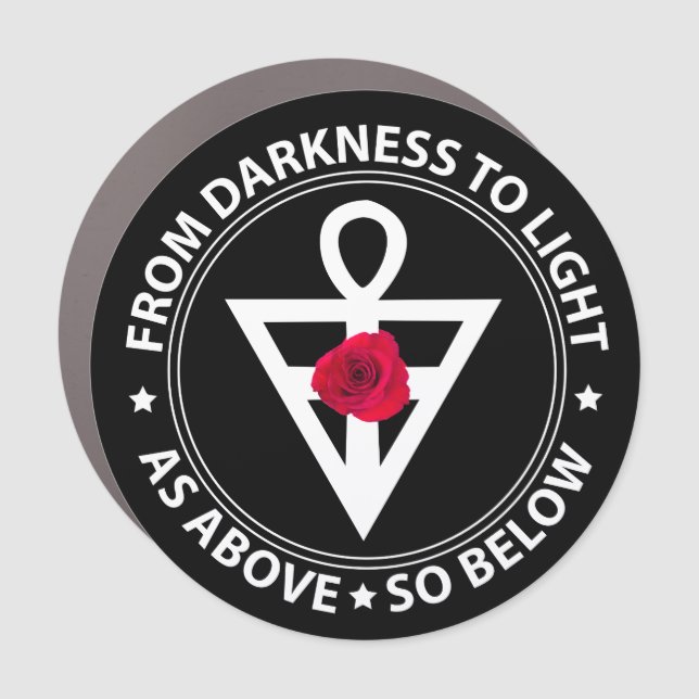 White edit Rosicrucian  symbol Car Magnet (Front)