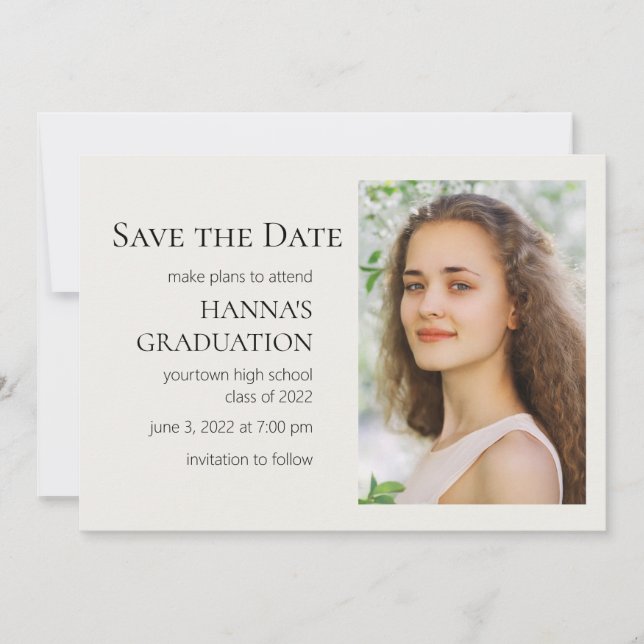 White Editable Color Photo Graduation  (Front)