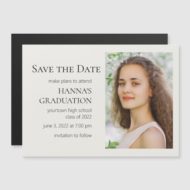 White Editable Color Photo Graduation  (Front/Back)