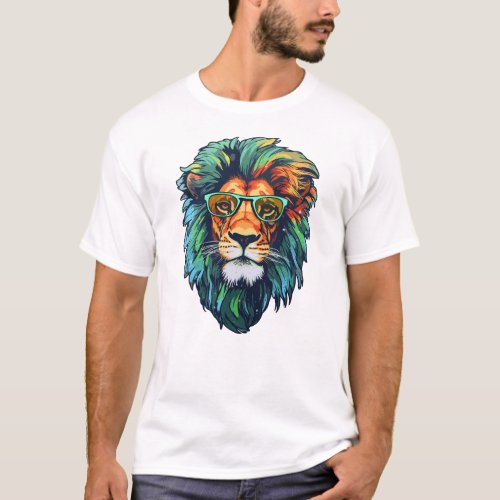 White Editable Man T_Shirt _ Lion