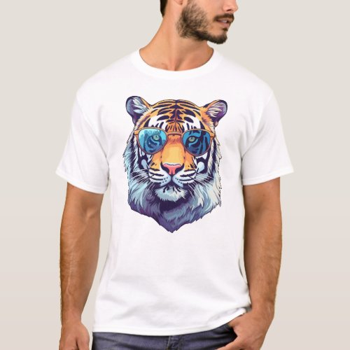 White Editable Man T_Shirt With TIGER 