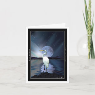 White Egret, Aurora & Moon Greeting-cards Thank You Card