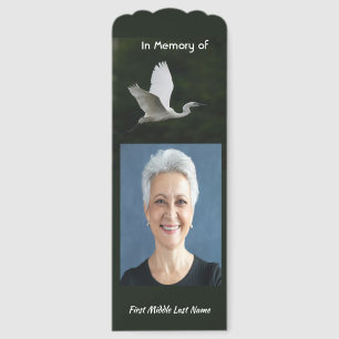 White Egret Bird Memorial Keepsake Bookmarks