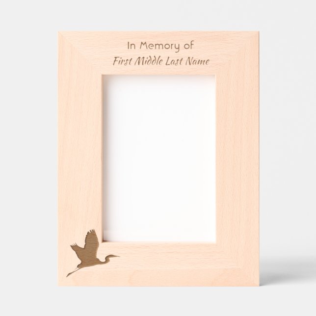  White Egret Bird Memorial Keepsake  Engraved Frames (Front)