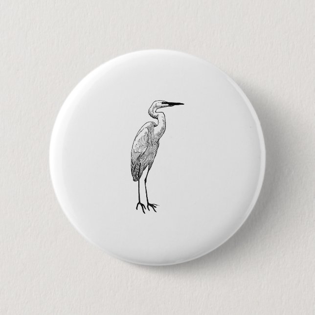 White Egret Button (Front)