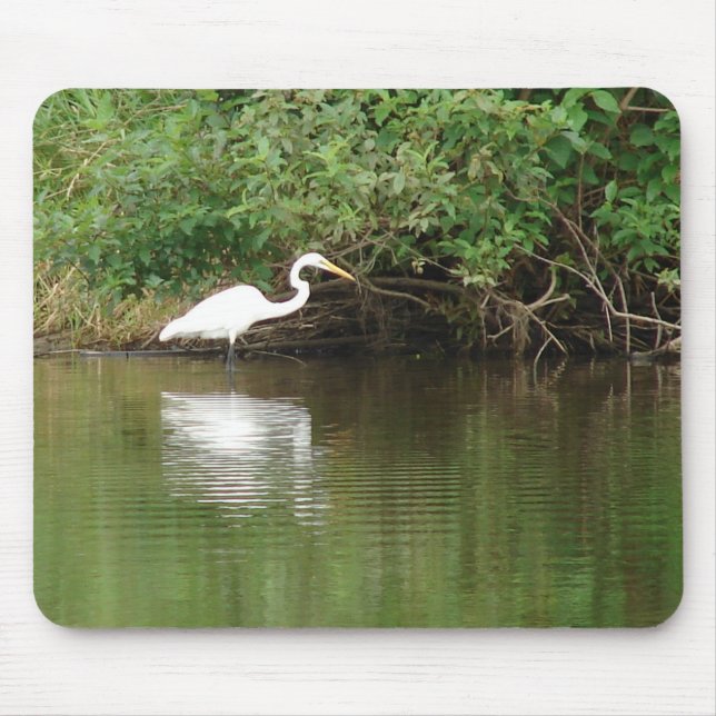 White Egret Mouse Pad (Front)