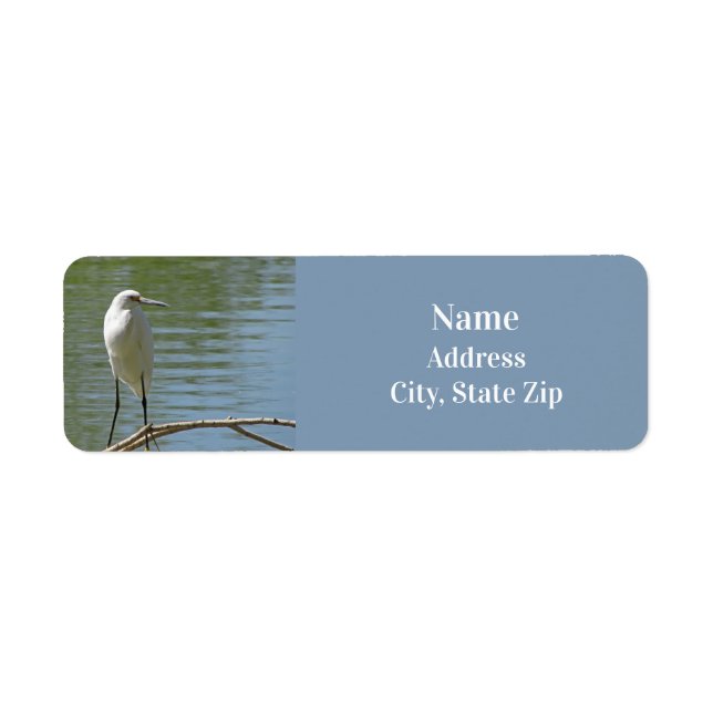 White Egret Photo Birdwatcher Wild Bird Lakeside Label (Front)