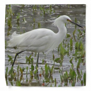 White Egret Photo Water Greens Large Wading Bird Bandana
