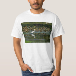 White Egret Reflection T-Shirt