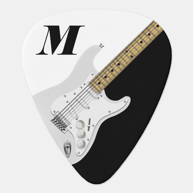 White Electric Guitar Guitar Pick (Front)