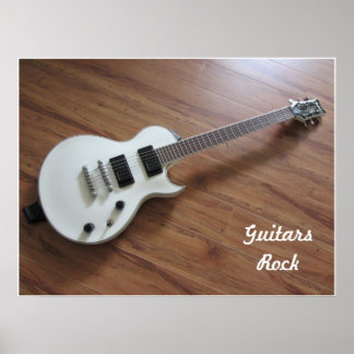 White Electric Guitar Poster