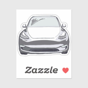 White Electric Vehicle SUV Car Drawing Sticker