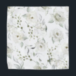White Elegance 2 Wedding Floral Pocket Square Bandana<br><div class="desc">An all white wedding pocket square to match the neck tie of the same name,  featuring watercolor painted white Desdemona roses with sprays of floral elegance against a pure white background.</div>