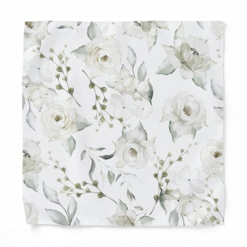 White Elegance 2 Wedding Floral Pocket Square Bandana