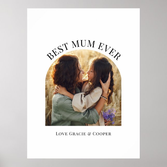 White elegant arch photo typography best mum poster (Front)