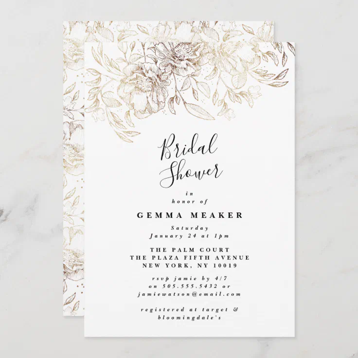 White Elegant Botanical Bridal Shower Invitation | Zazzle