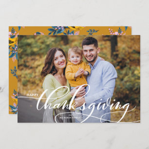 White Elegant Calligraphy Happy Thanksgiving Photo