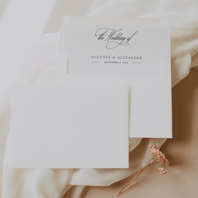 White Elegant Calligraphy Wedding Envelope Liner (White Elegant Calligraphy Wedding Envelope Liner)