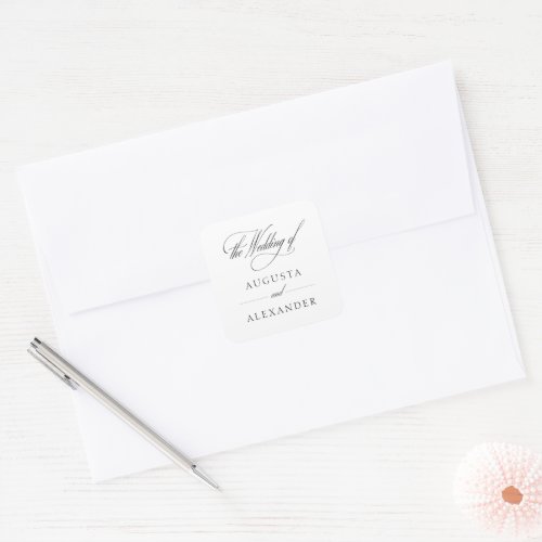 White Elegant Calligraphy Wedding Sticker