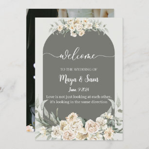 White elegant classic photo wedding invitation