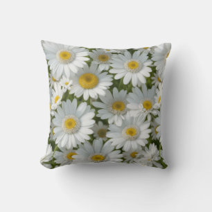 White Elegant Daisies Throw Pillow