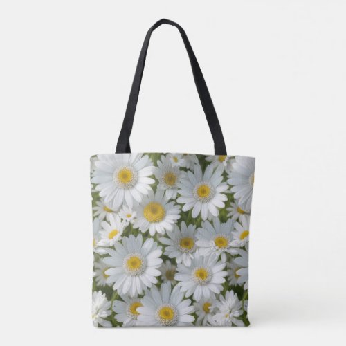 White Elegant Daisies Tote Bag