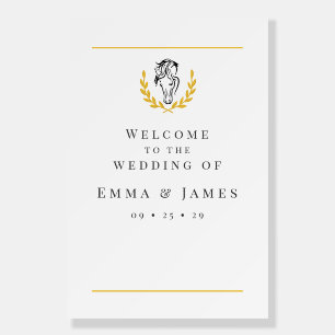 White Elegant Equestrian Wedding Welcome Sign