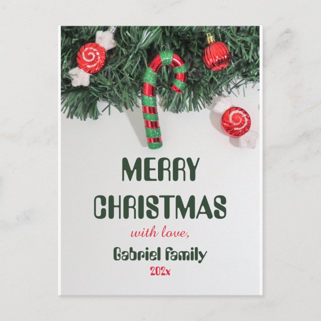 white elegant family christmast customize holiday postcard (Front)