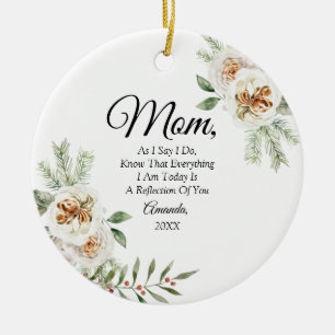 White Elegant Floral Mother of the Bride  Ceramic Ornament