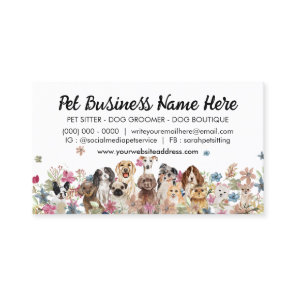 White Elegant Flowers Dog Trainer Business Card