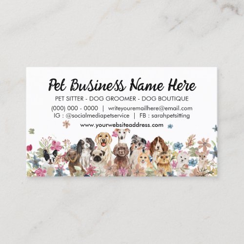 White Elegant Flowers Dog Trainer Business Card