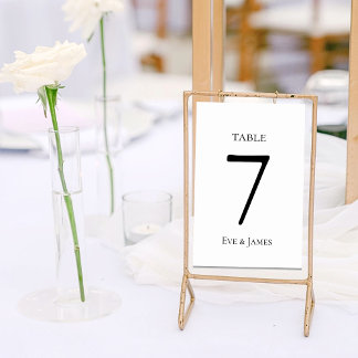 White Elegant Font Modern Formal Wedding Table Number