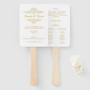 White Elegant Frame Stylish Wedding Program Hand Fan